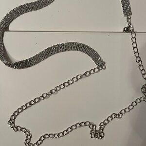 Rhinestone Chain Belt – Adjustable‎ Silver Statement Accessory ✨